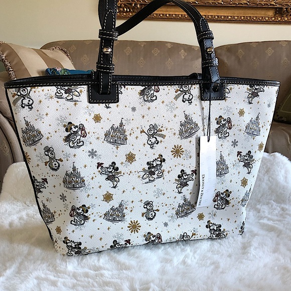 Disney Dooney & Bourke Mickey Minnie Christmas Holiday Tote HARD to FIND - Picture 6 of 9